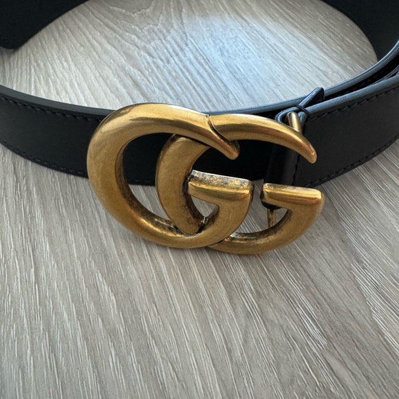Gucci double G buckle marmont black leather size 90-36 3cm Cream Storage Bag new - Picture 1 of 8